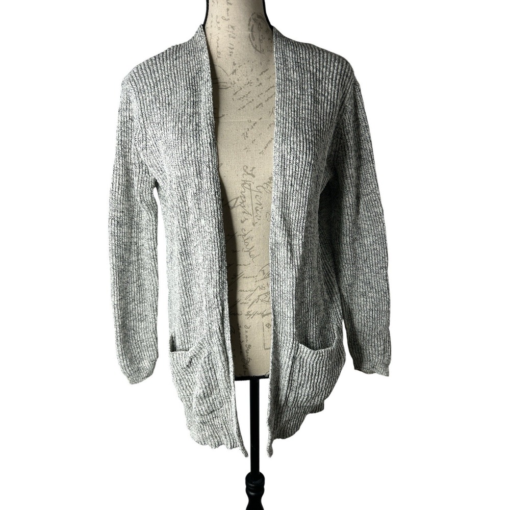 Madewell Cozy Sweater Open Front Cardigan Women Small‎ Grey Cotton Linen Pockets